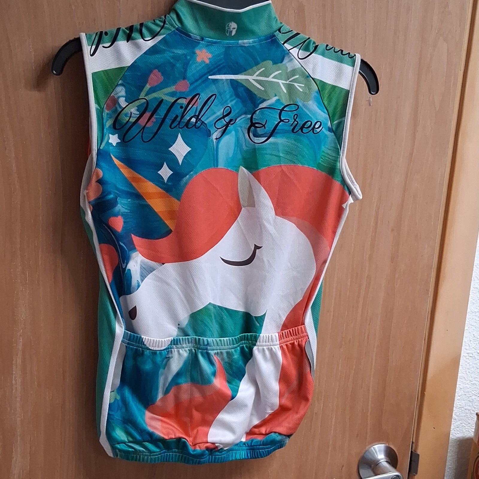 Wild & Free Unicorn Multicolor Cycling Jersey Unisex Sleeveless Full Zip Pockets