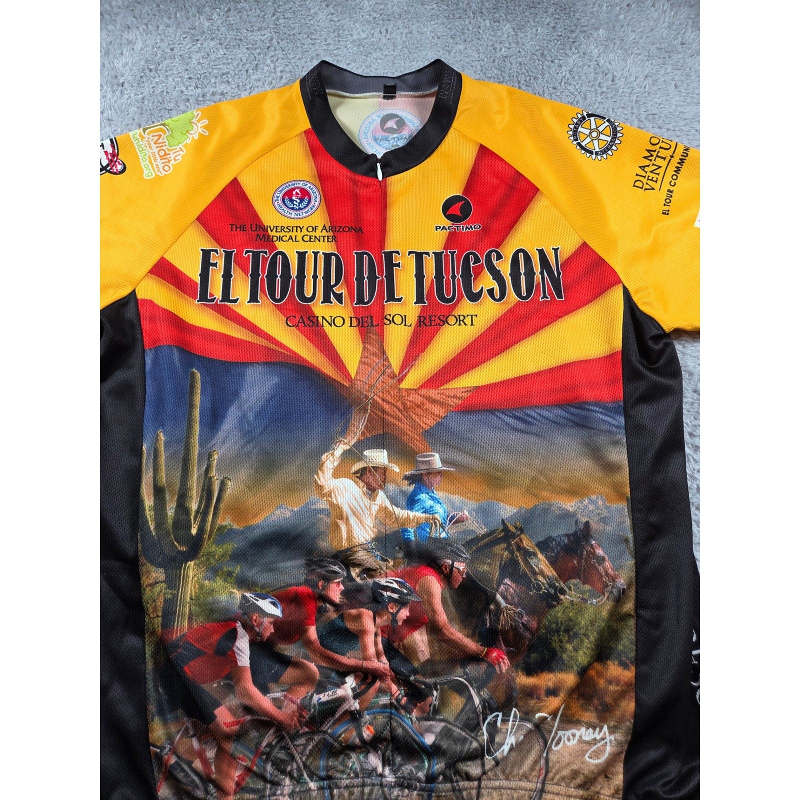 Pactimo El Tour de Tucson Cycling Jersey XXL Multicolor Mens Graphic Zip Bike