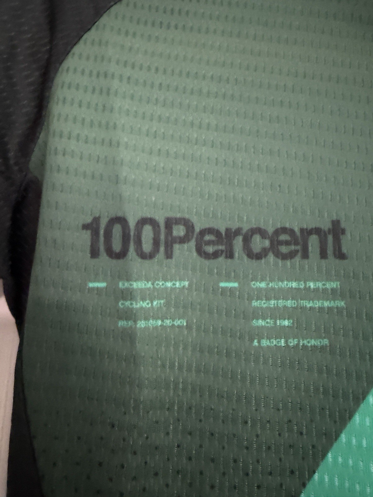 100% Cycling Jersey Short Sleeve Full Zip Pockets Black/Green Size S