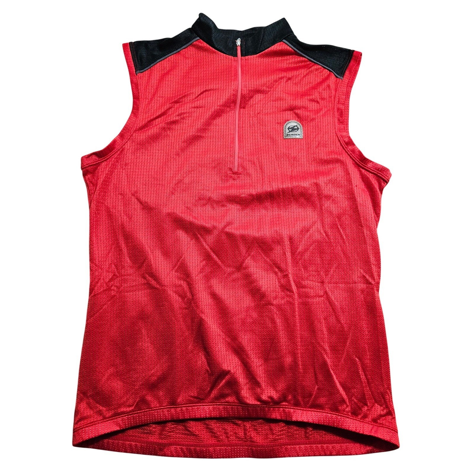 Sugoi Cycling Jersey Vest Large Red Coretech Mesh Sleeveless Quarter Zip Pocket