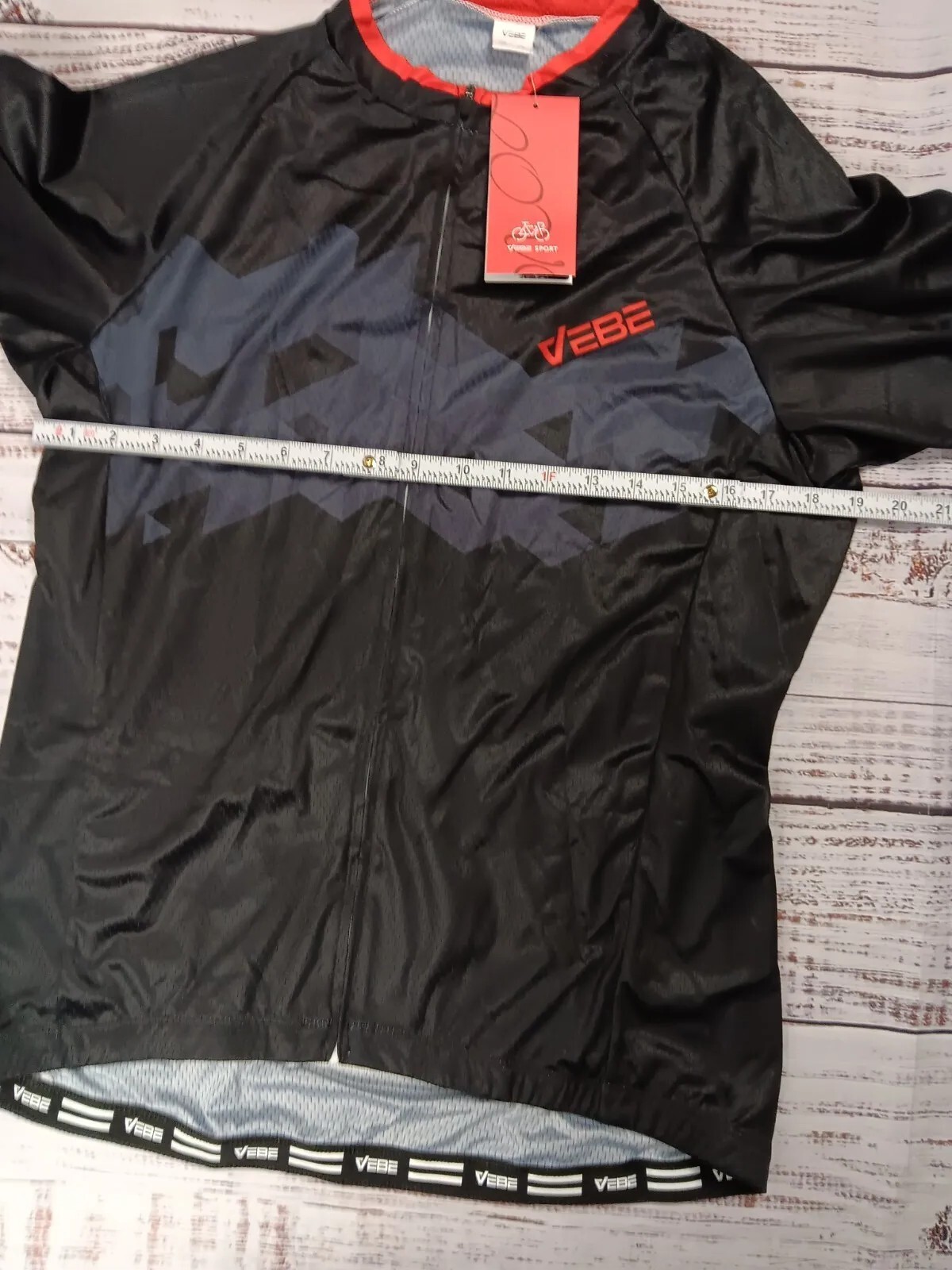 VEBE Sport Bicycle Shirt Cycling Jersey Unisex XXL Black 3 Back Pockets Short