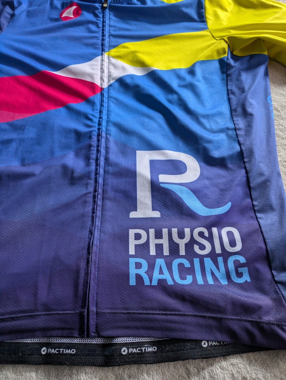 PACTIMO Cycling Jersey Mens 2XL XXL Race Cut Blue Yellow Bicycle