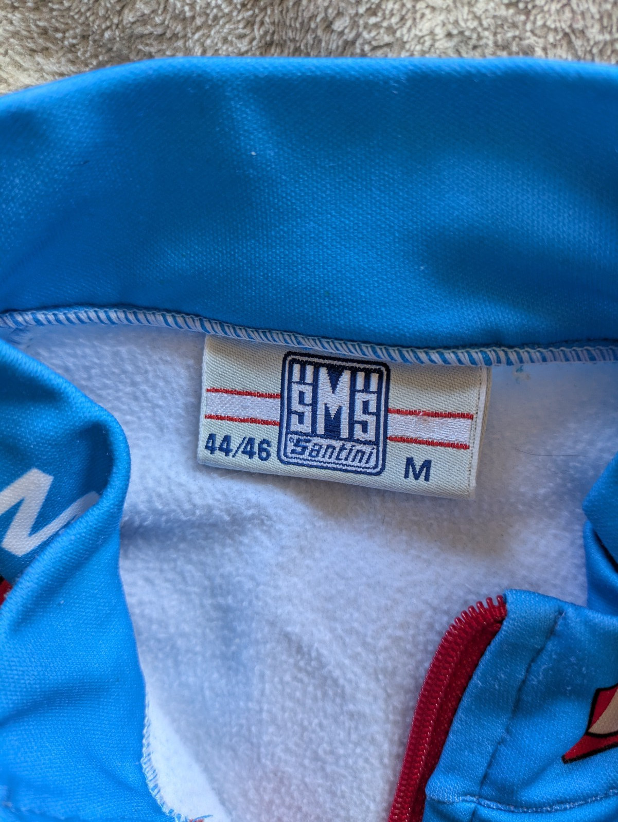 SANTINI SMS Long Sleeved Fleece Lined Cycling Jersey Mens M Jacket Blue