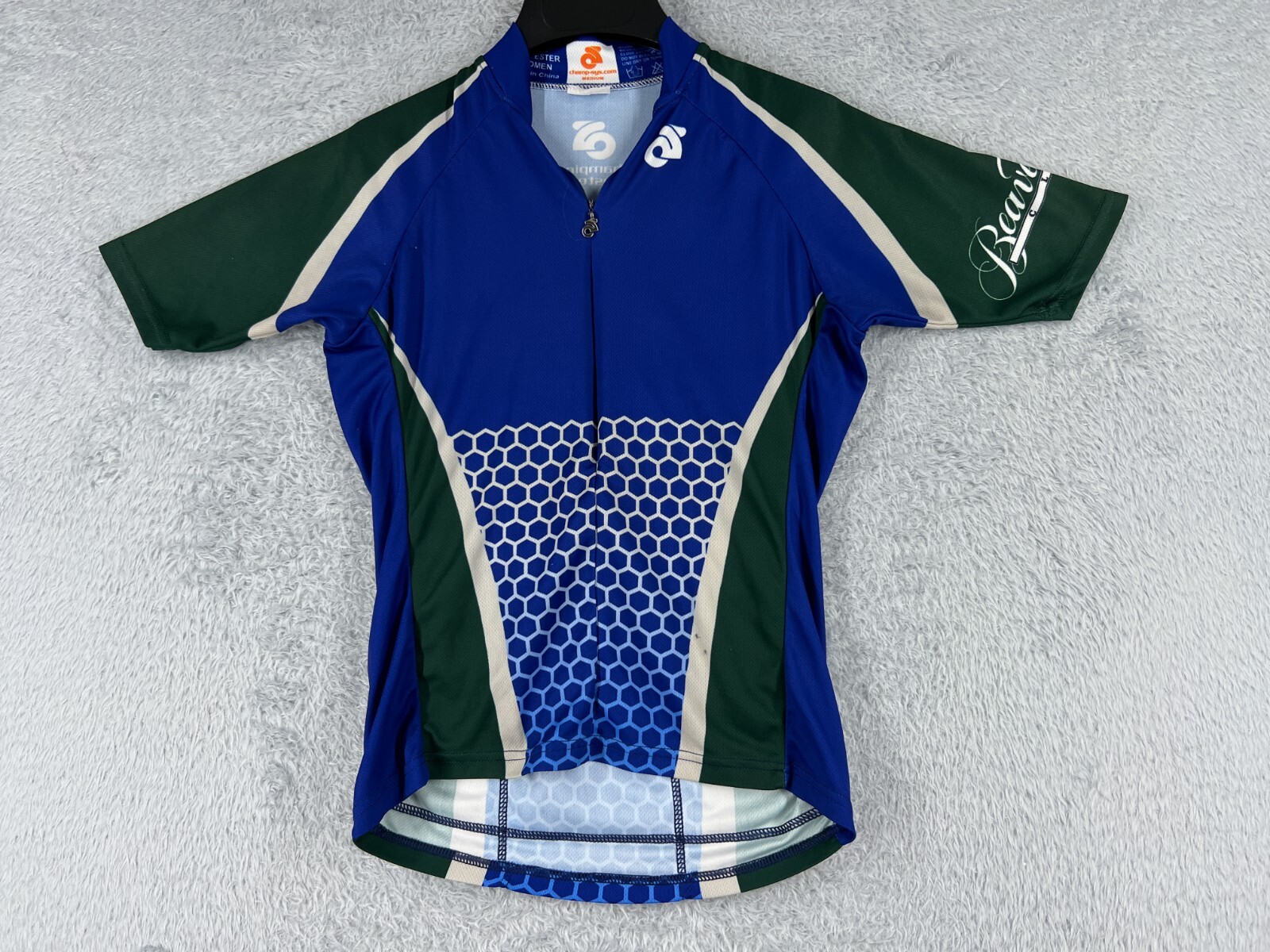 Champsys Cycling Jersey Womens Medium Blue Green 1/2 Zip 100% Polyester Pockets