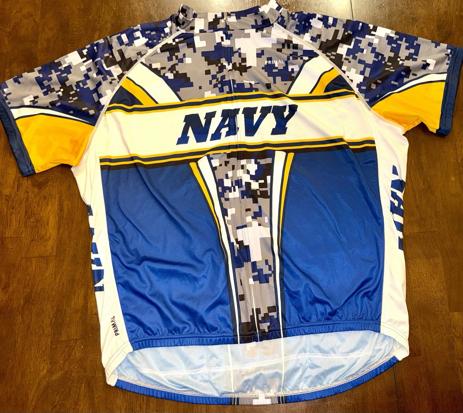 Primal Wear Navy Camo Cycling Jersey Short Sleeve Full Zip USN Pockets Men’s 5XL
