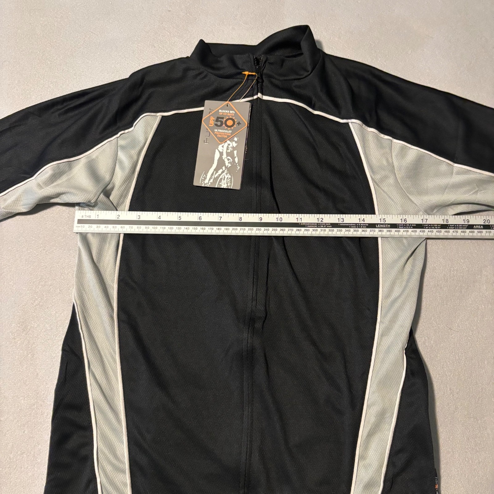 Funkier Men’s Black and Gray Short Sleeve Cycling Jersey Full Zipper New