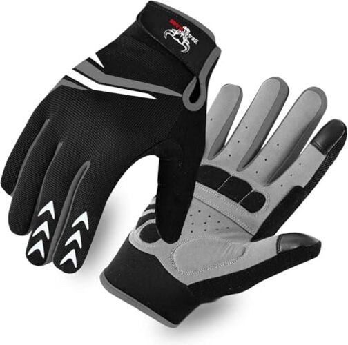 Full Finger Cycling Gloves with Padding for Men Women, Anti-Slip, Medium Black