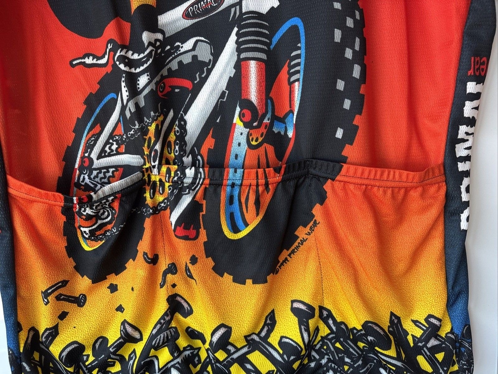 PRIMAL Wear Vintage 90’s HAMMER HEAD GRAPHIC Cycling Jersey 2XL Coolmax Poly