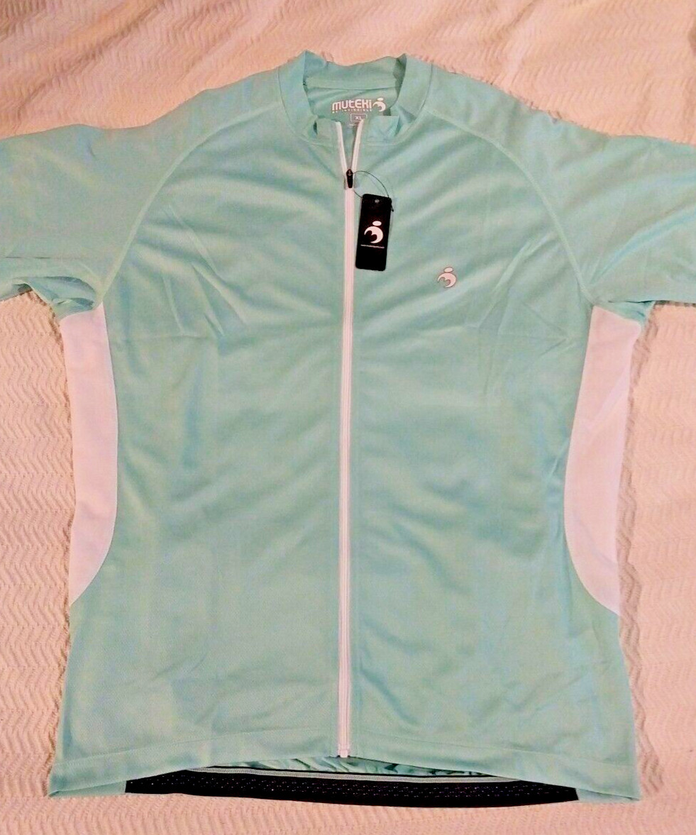 Muteki Mens Cycling Shirt Size Full Zip Breathable Vent Teal New M, L, XL