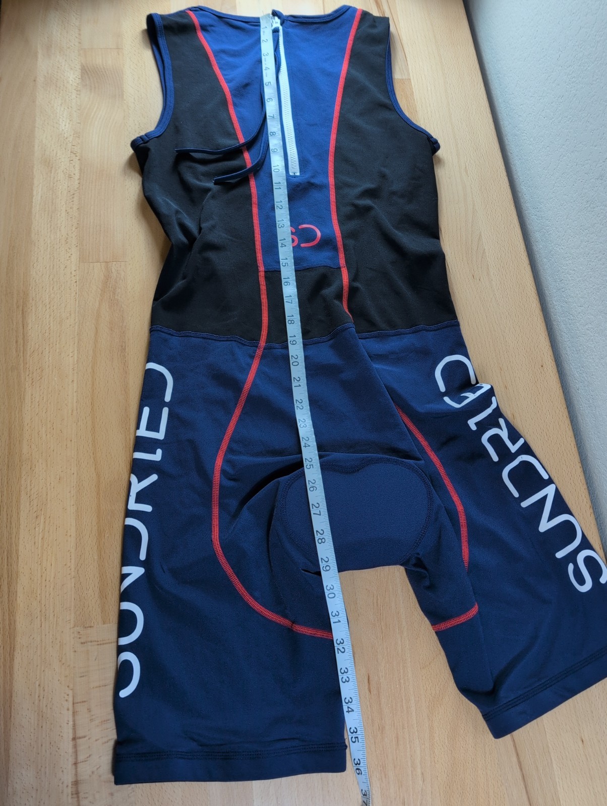 Sundried Triathlon Cycling One Piece Jersey Zip Up Back Padded Seat Blue XL