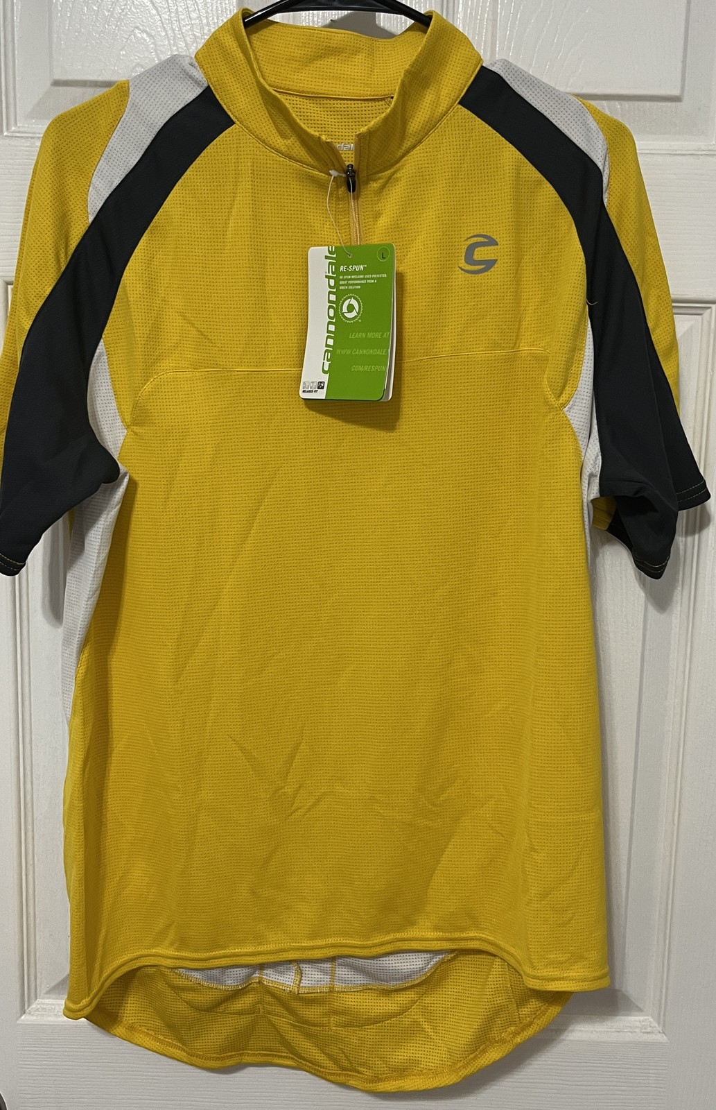 Cannondale RE-SPUN Cycling Jersey Men’s Large Yellow Short Sleeve Relaxed Fit