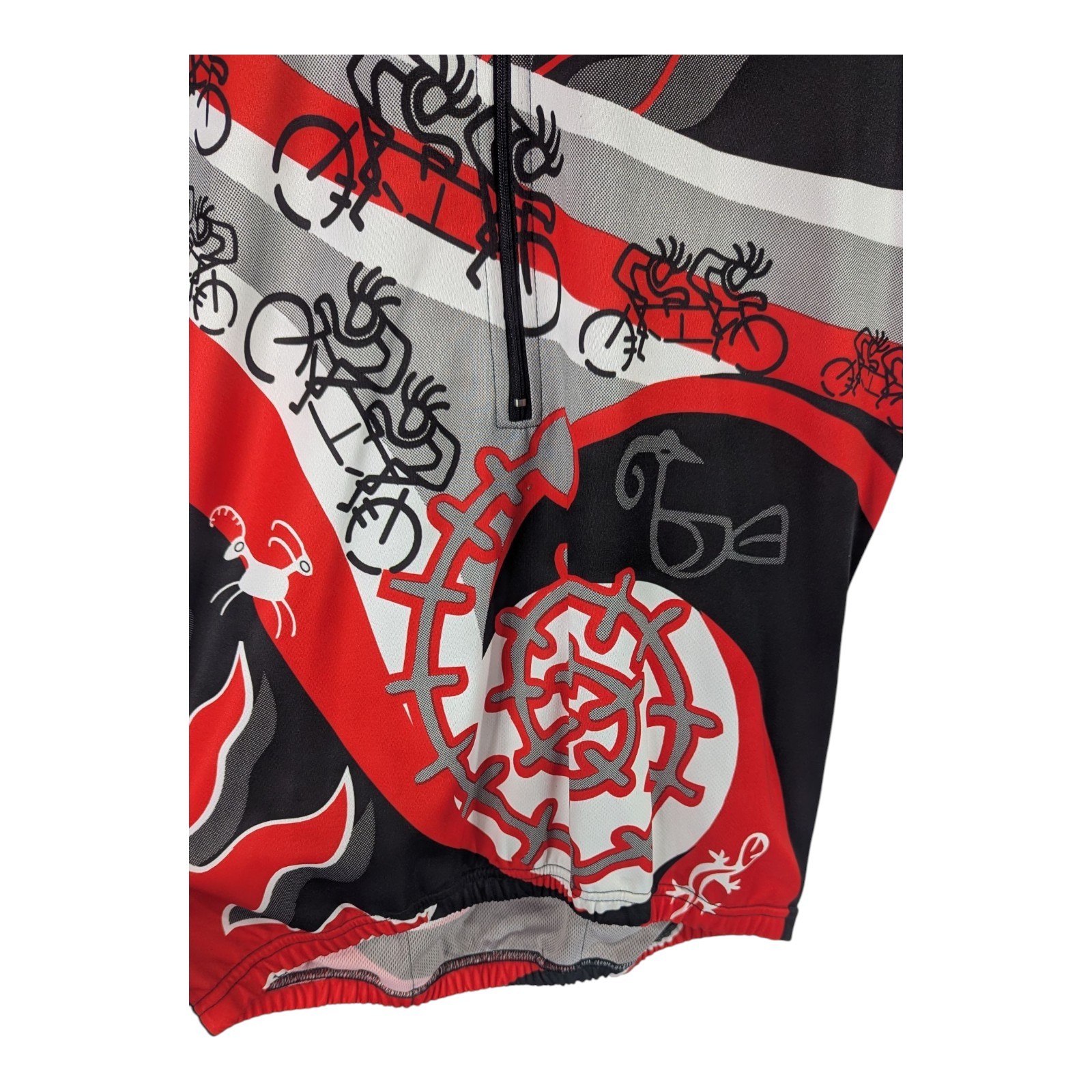 Kucharik Cycling Jersey Mens Large Red Black Native American Art Aztec Apache