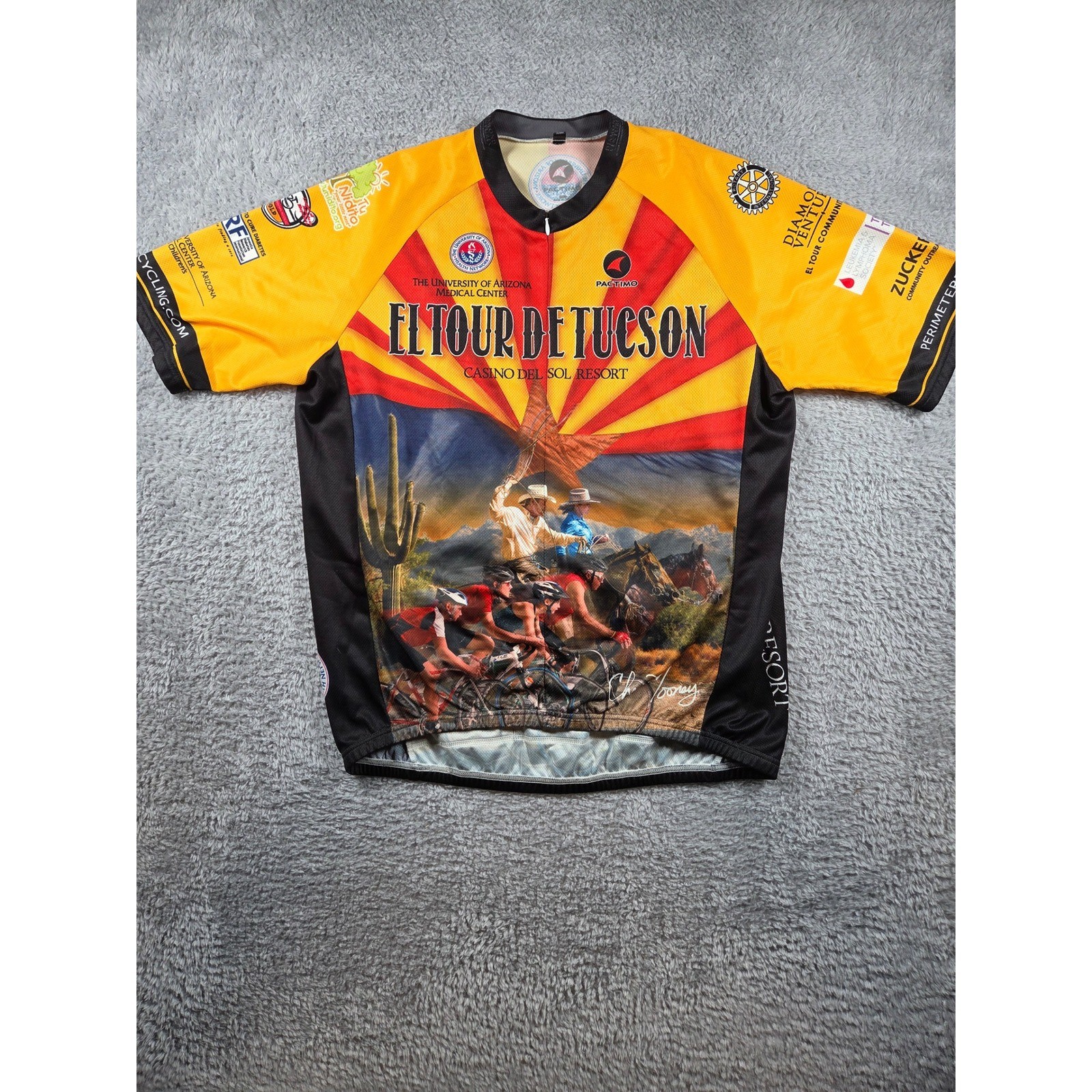 Pactimo El Tour de Tucson Cycling Jersey XXL Multicolor Mens Graphic Zip Bike