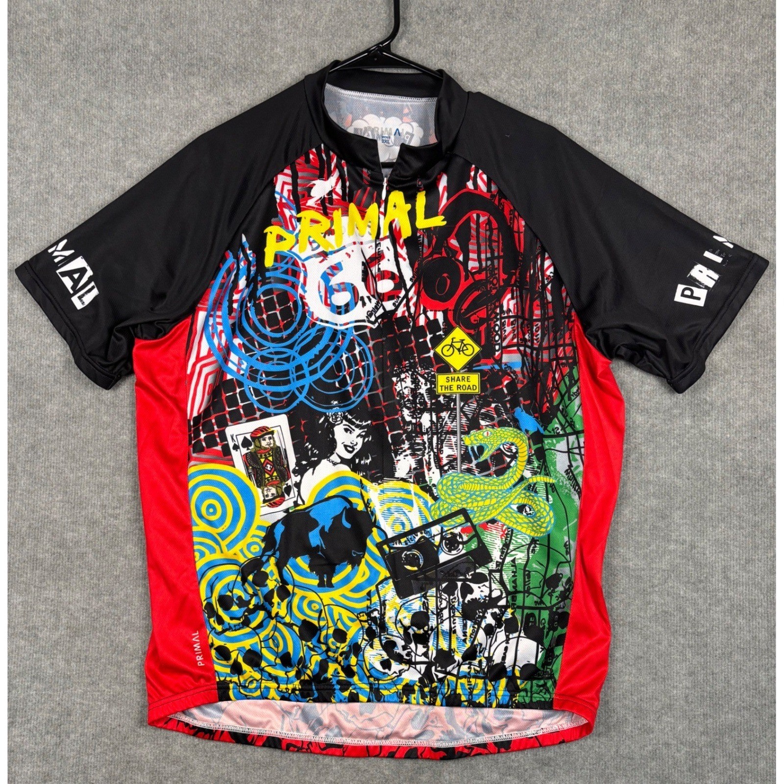 Primal Wear Cycling Jersey Graphic Print Short Sleeve 2XL Multicolor