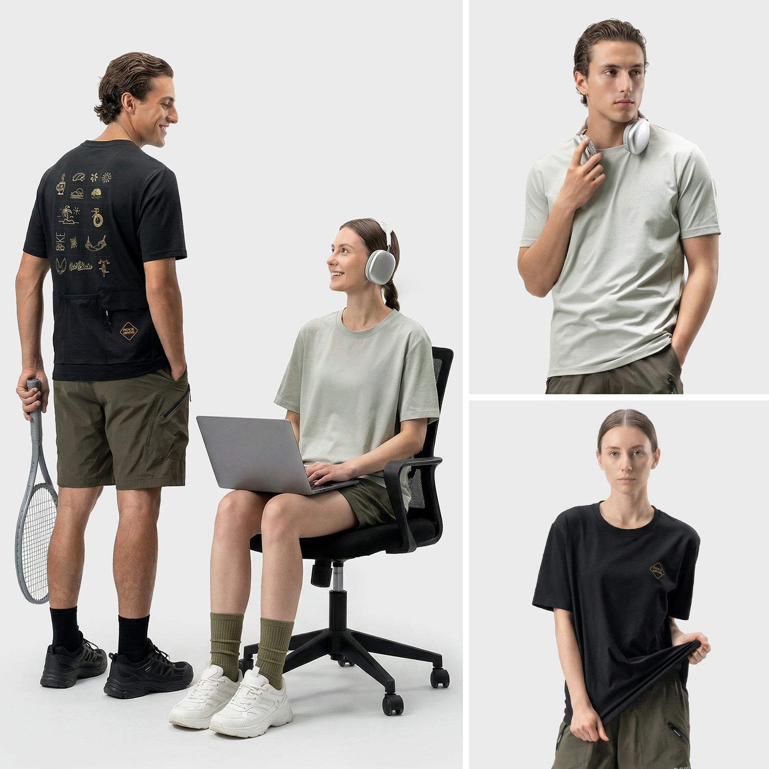 ROCKBROS Sports T-Shirt Cycling Breathable Urban Daily Wear Unisex Soft Top Tee