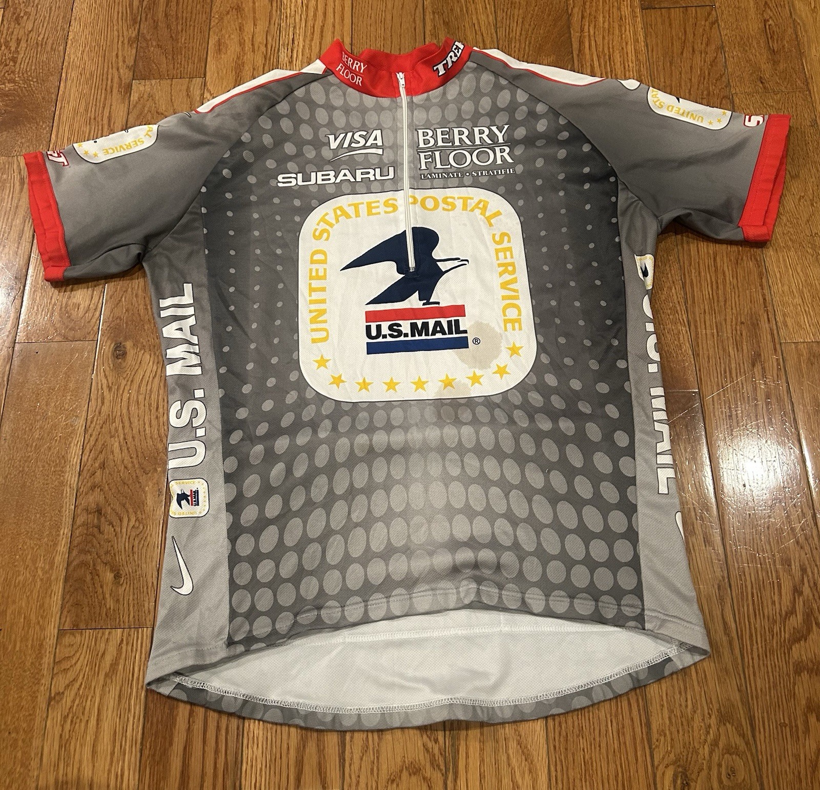 Nike US Postal Service Cycling Jersey Mens L Vintage USPS Trek Berry Floor