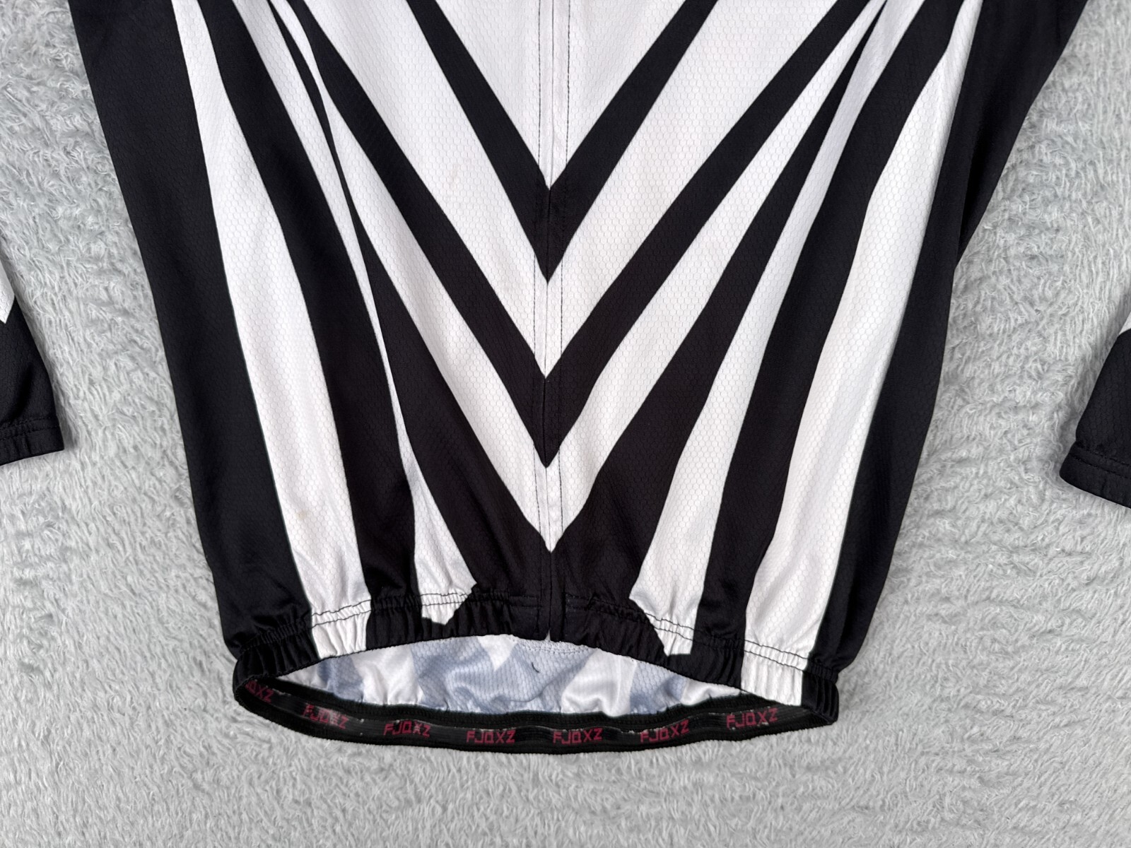 FJQXZ Cycling Jersey Mens Large Black White Long Sleeve Full Zip 100% Polyester