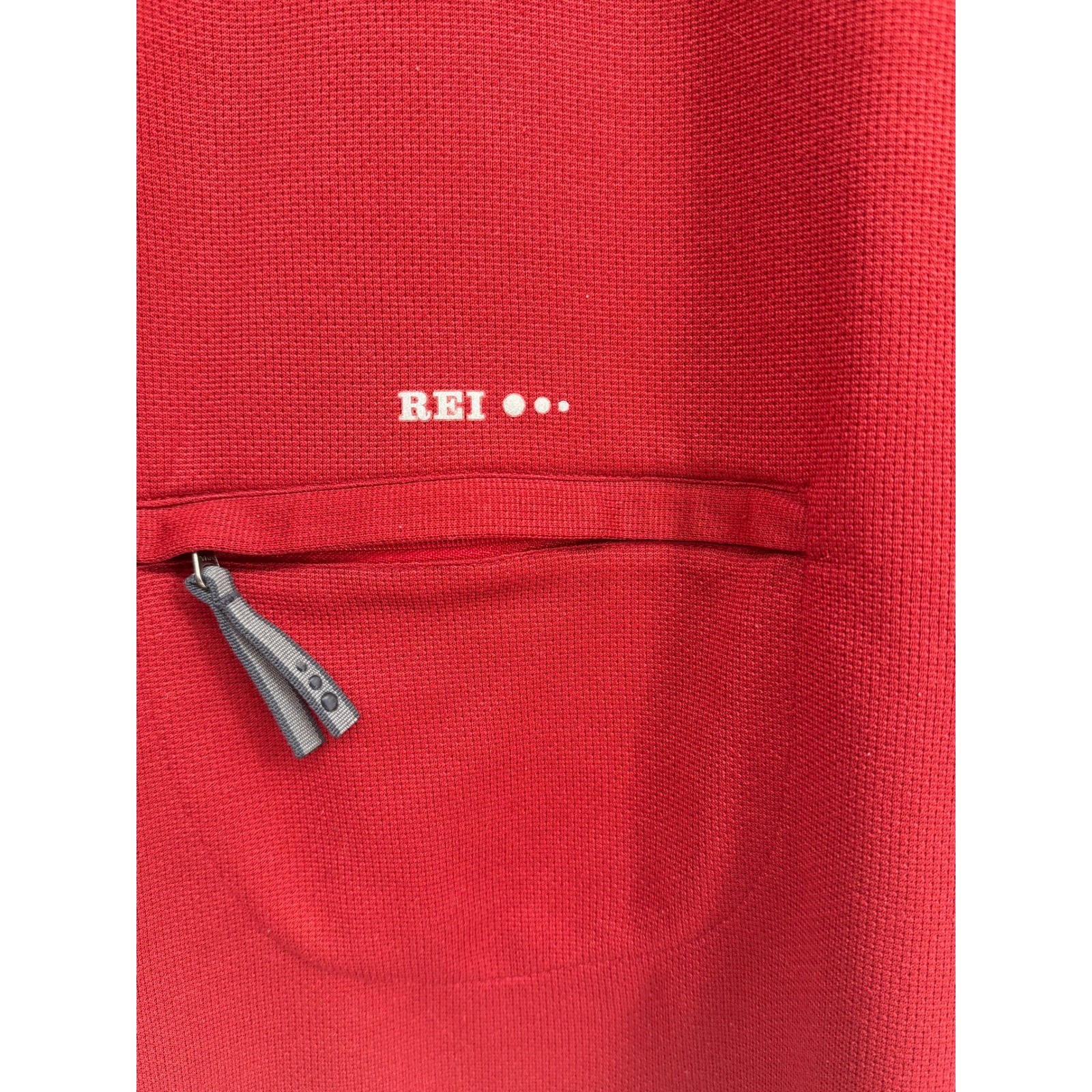REI Mens Red Quarter Zip Long Sleeve Cycling Jersey Back Pocket Size XL
