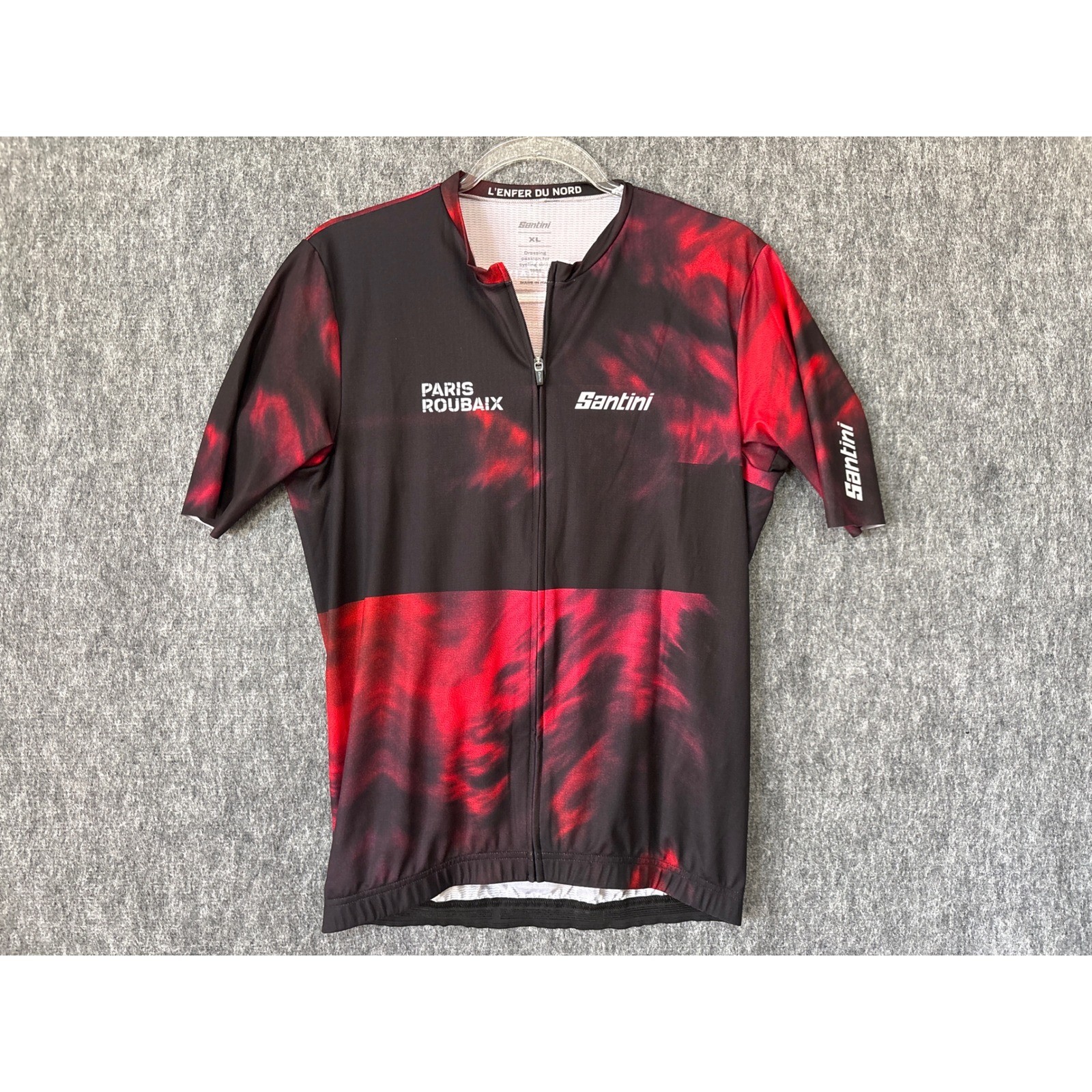 Santini Paris Roubaix L’Enfer du Nord Cycling Jersey Red Black Mens XL Italy