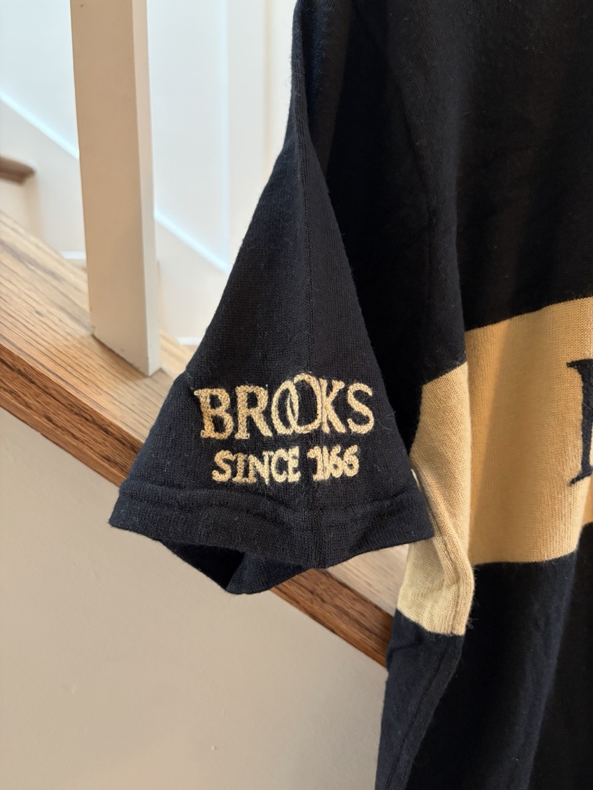 VINTAGE Brooks England L’Eroica Cycling Jersey XL Black/Tan Merino Wool 1/4 Zip