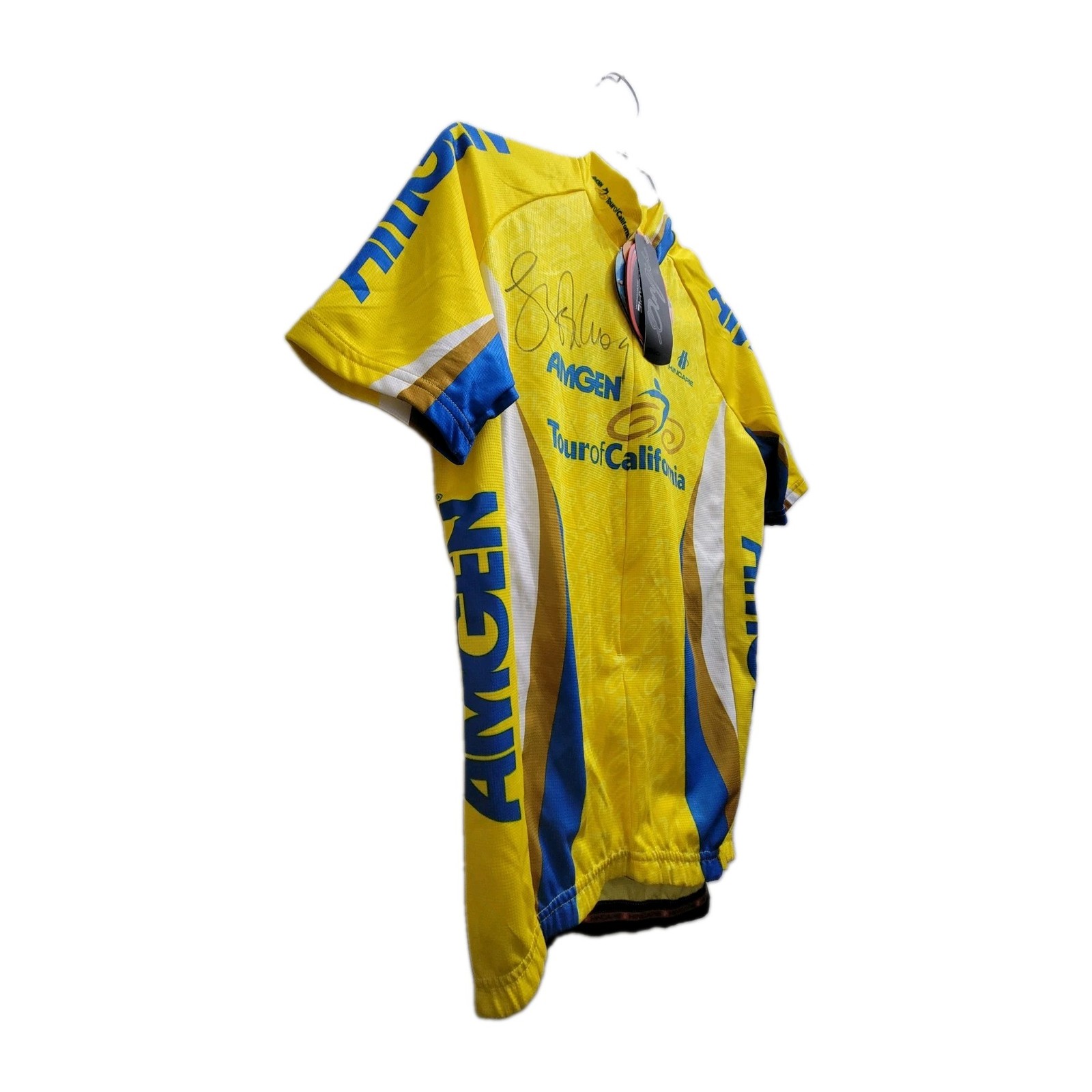 2 Tour of California Yellow Bicycle Jerseys Size S Signed NWT One Used Size M