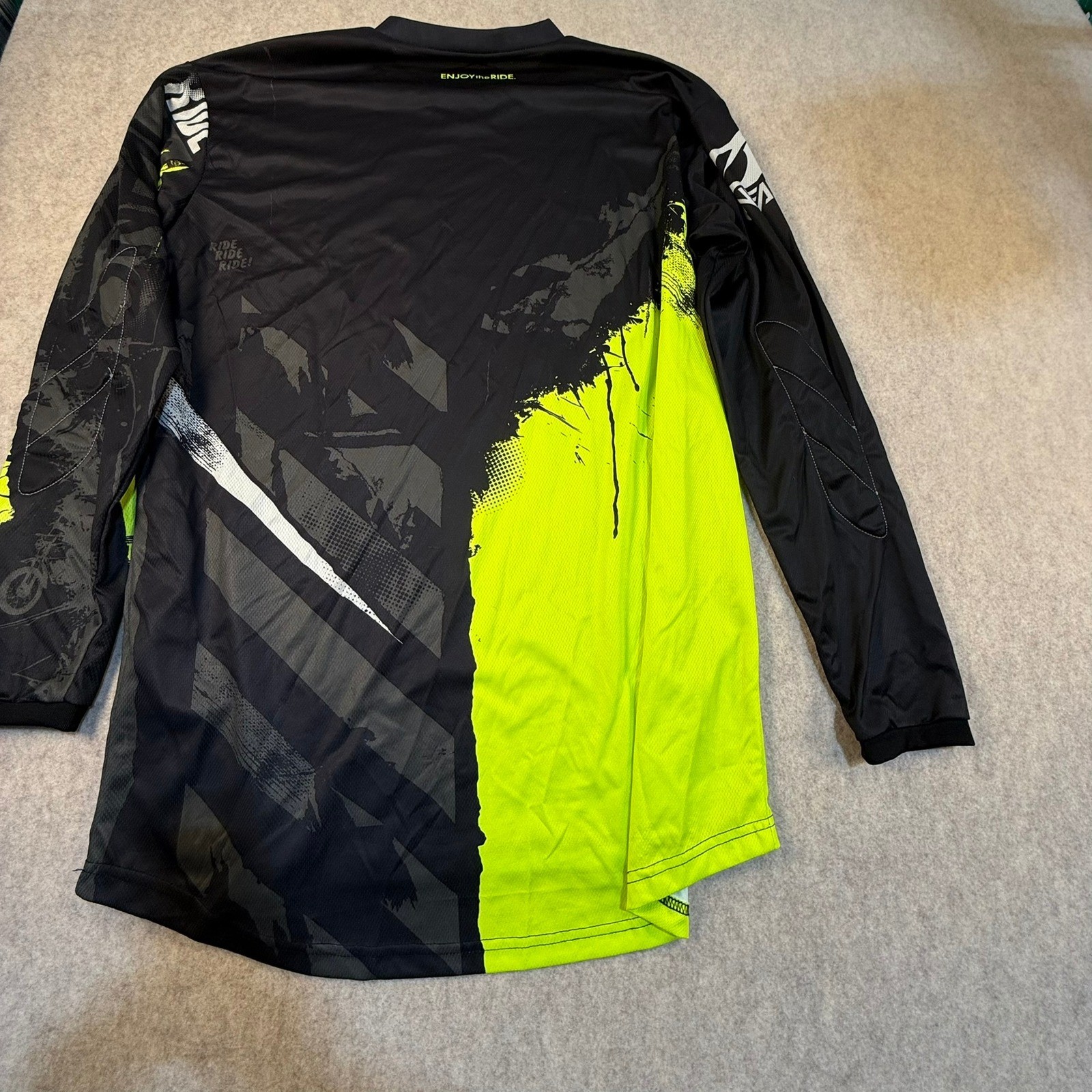 Oneal Motocross Jersey Mens Large Neon Yellow Black Graphic Long Sleeve MTB BMX
