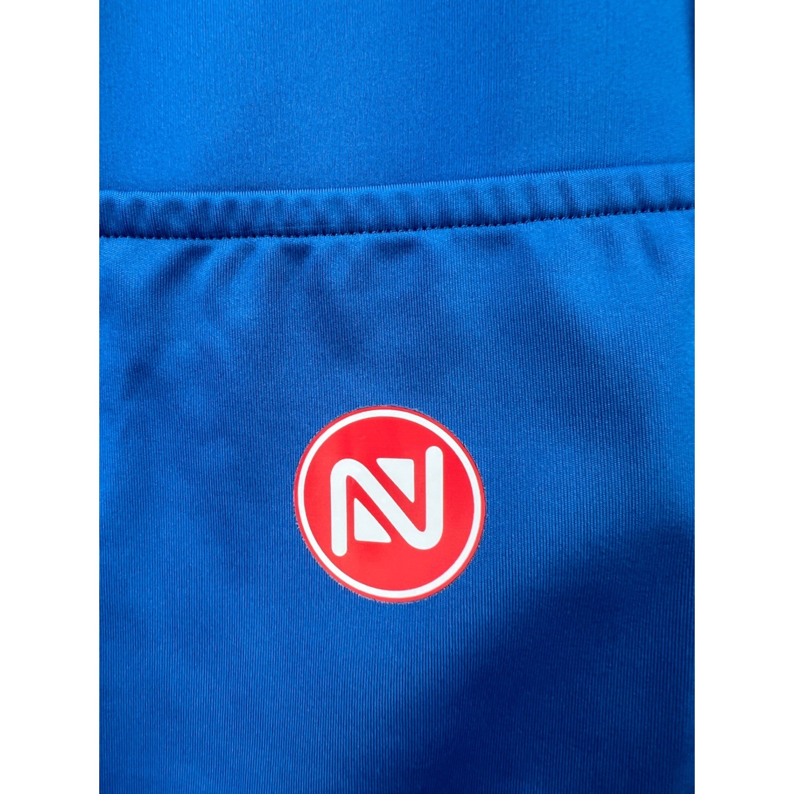 No Back Cycling Jersey Mens XXL Blue Long Sleeve Full Zip Mock Neck NWT