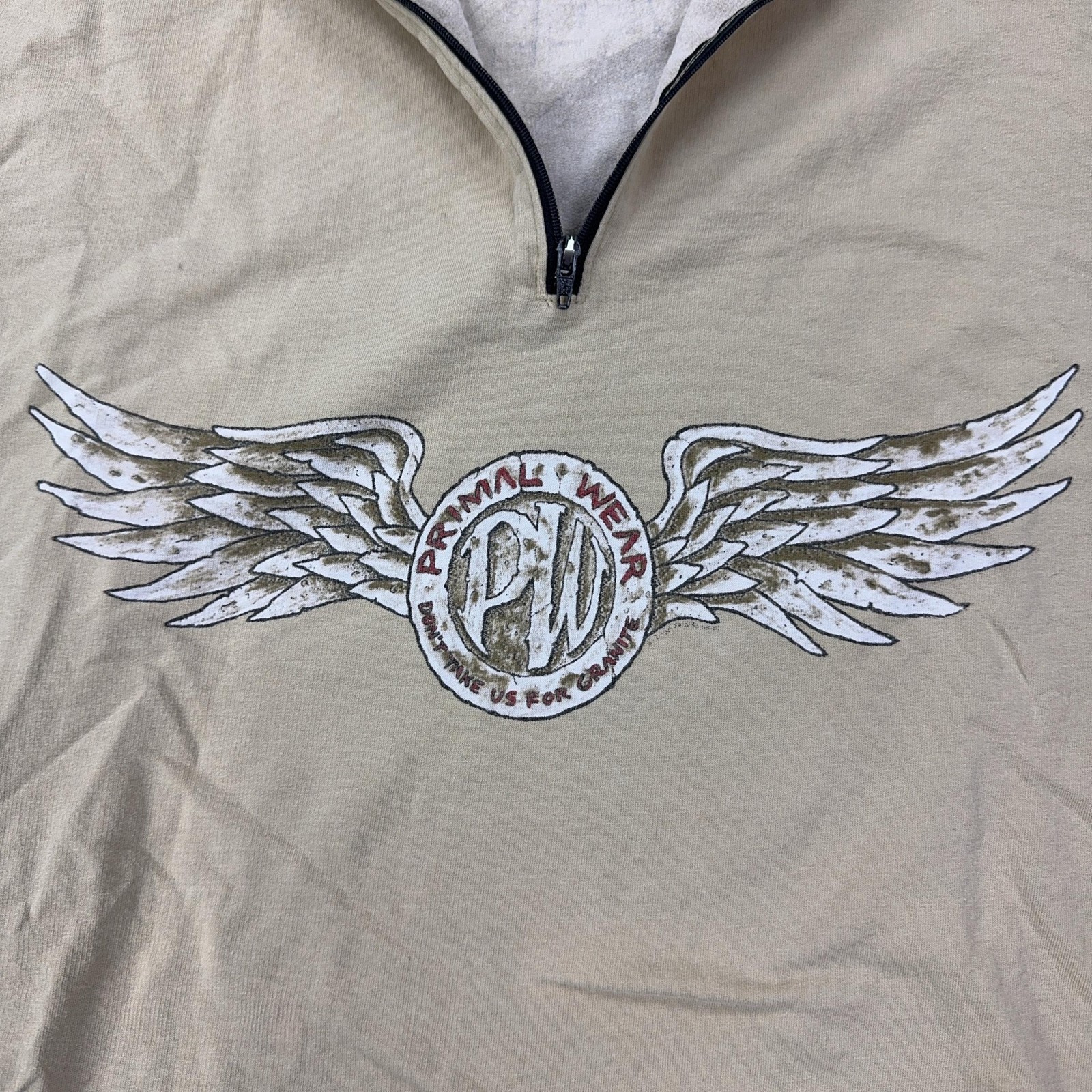 Primal Wear Cycling Jersey Shirt Mens XL Beige Gargoyle Gothic Wings Graphic
