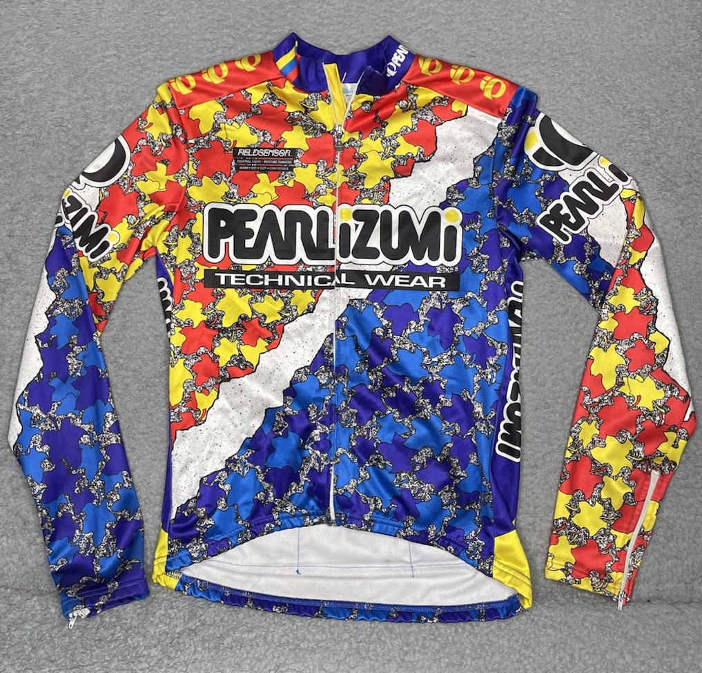 Vtg Pearl Izumi Cycling Jersey Mens Medium Winter Thermal Fleece Technical Wear