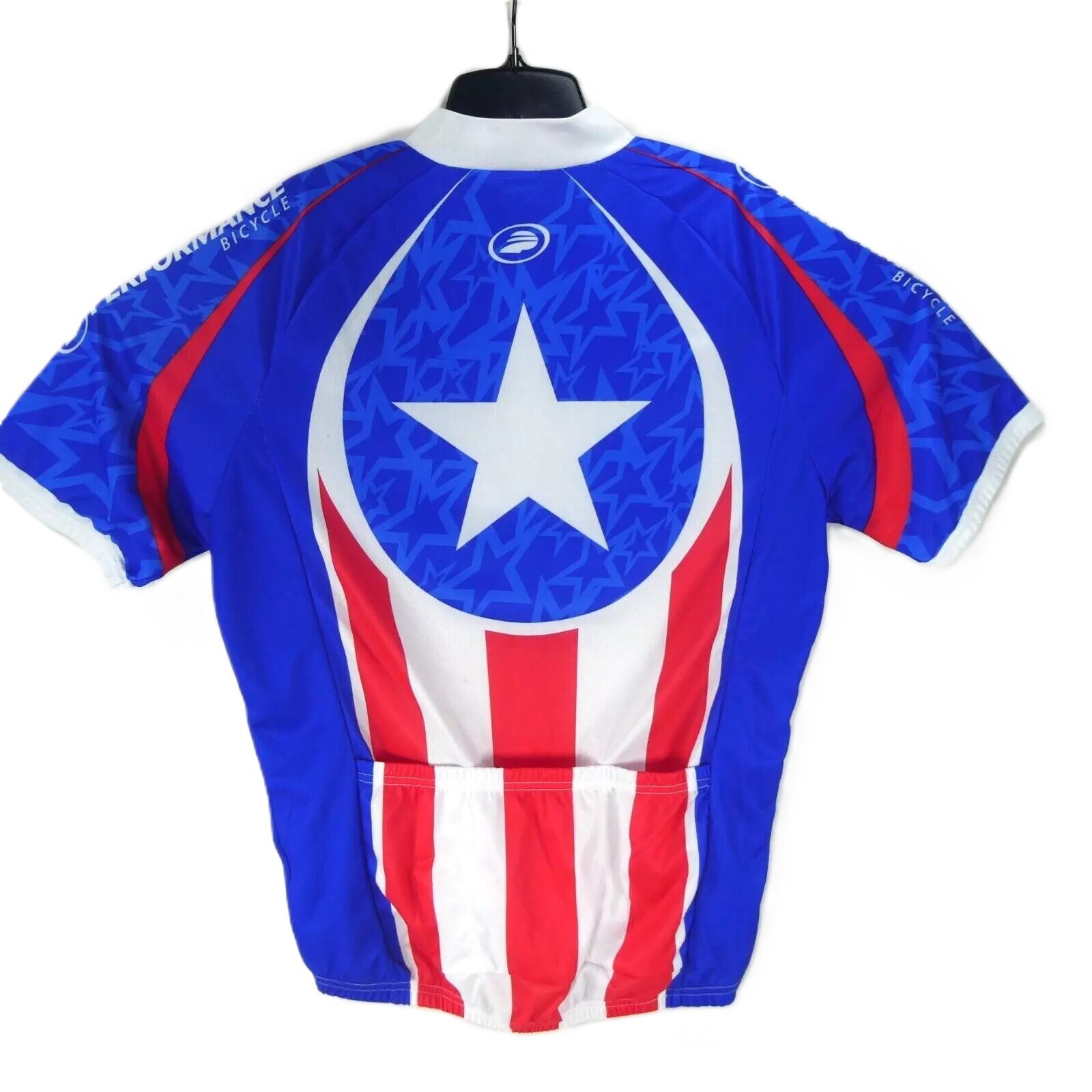 Performance Men’s Red White Blue Large Captain America Cycling Jersey USA