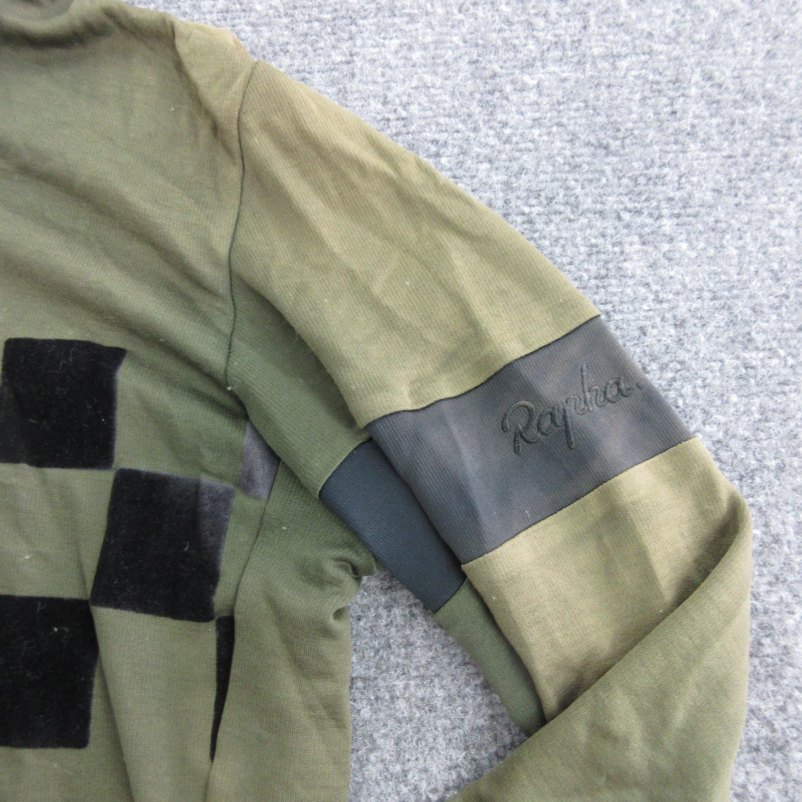 Rapha Cycling Jersey Mens Large Green Check Classic Long Sleeve Full Zip Bike