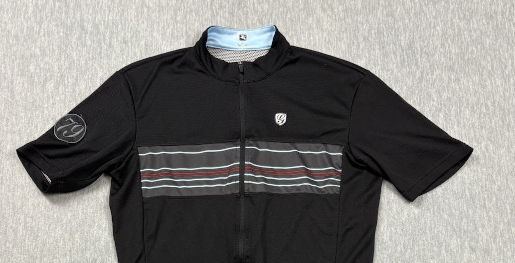 Giordana Sport Jersey Mens Small Black Striped Cycling Bike Wicking Short Sleeve