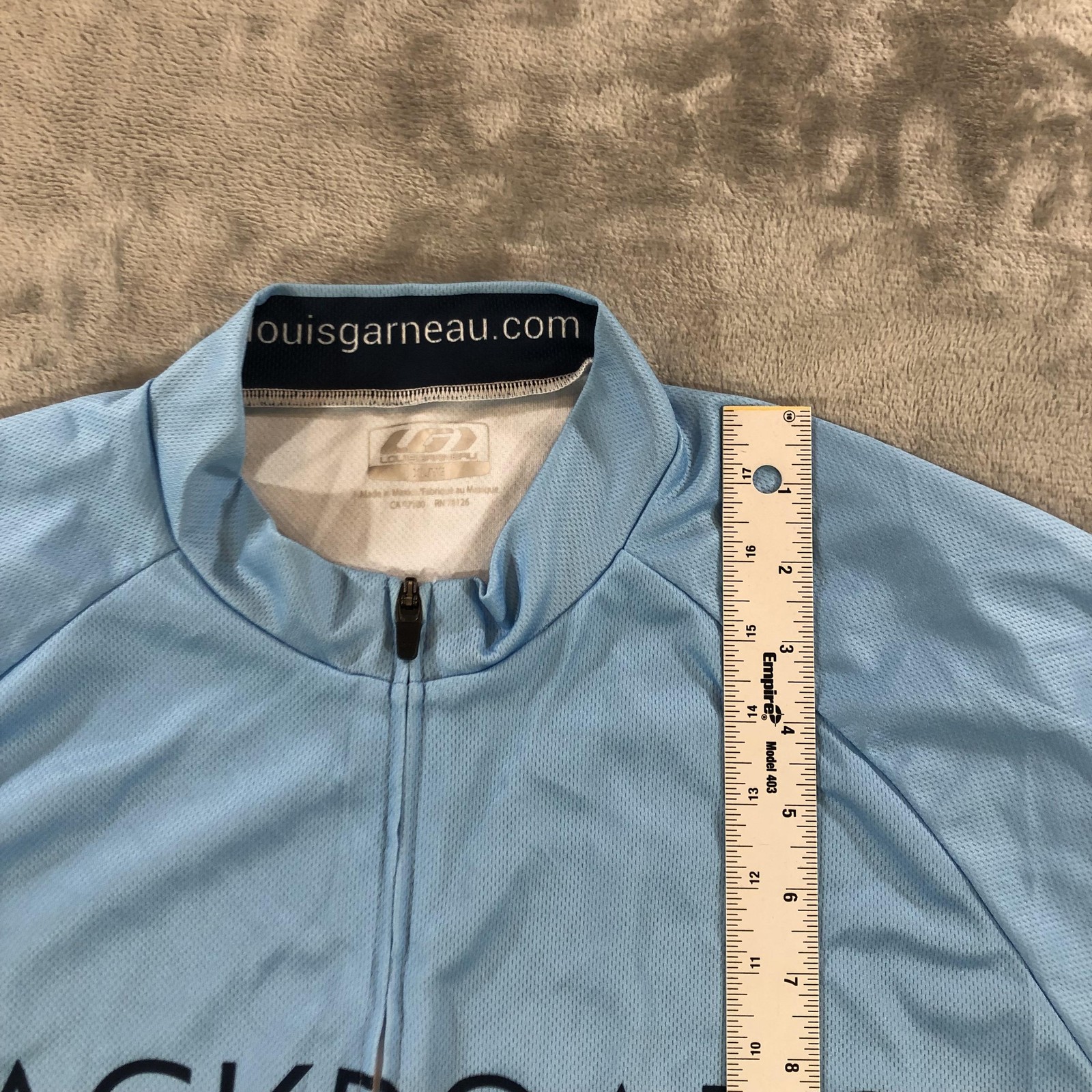 Louis Garneau Backroads Cycling Jersey Mens XL Blue Full Zip Short Sleeve Bike