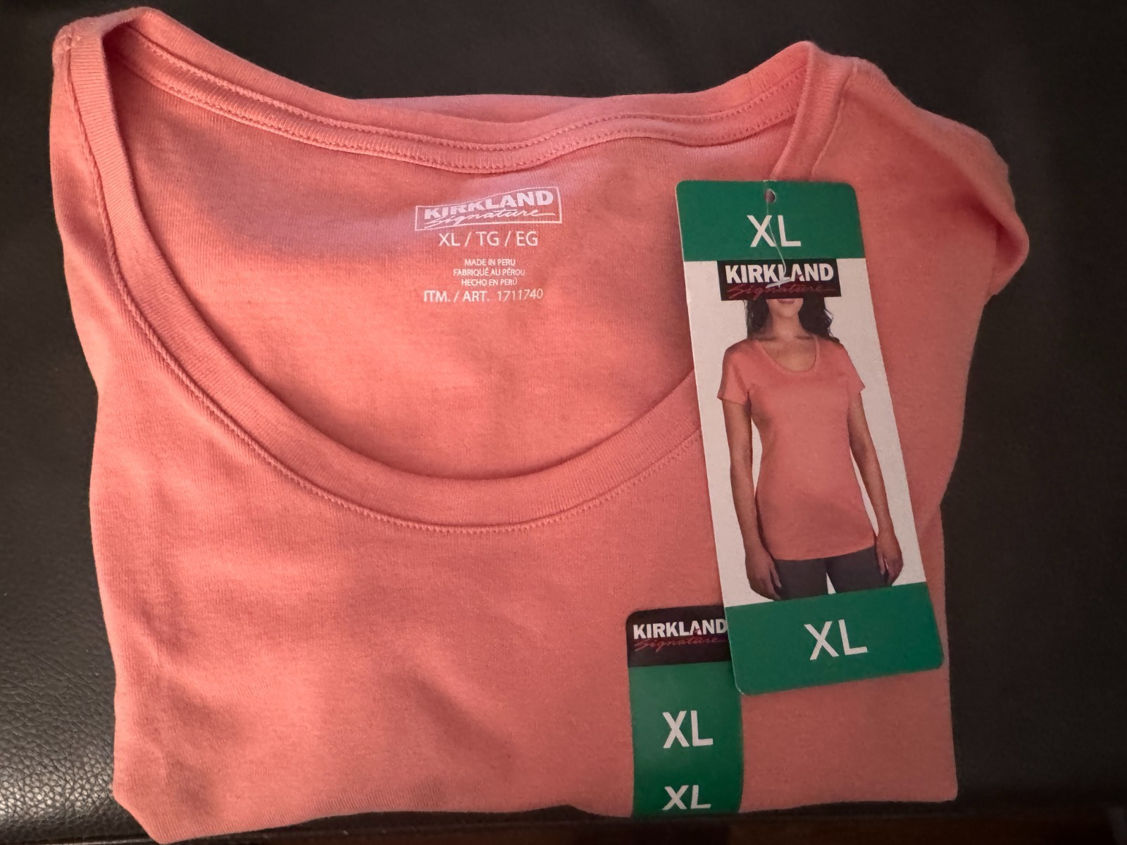 Kirkland Signature™ Ladies’ Pima Cotton Short Sleeve Pink XL T-Shirt Scoop Neck