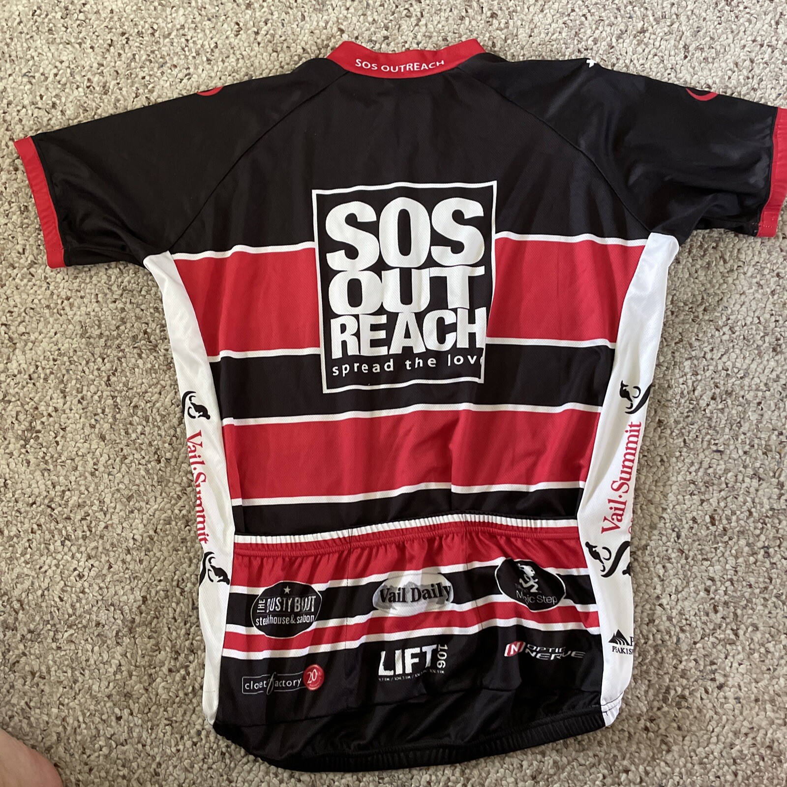 Peak 1 Sports 1/2 Zip Men’s Large L Cycling Jersey Shirt SOS Outreach Vail EUC