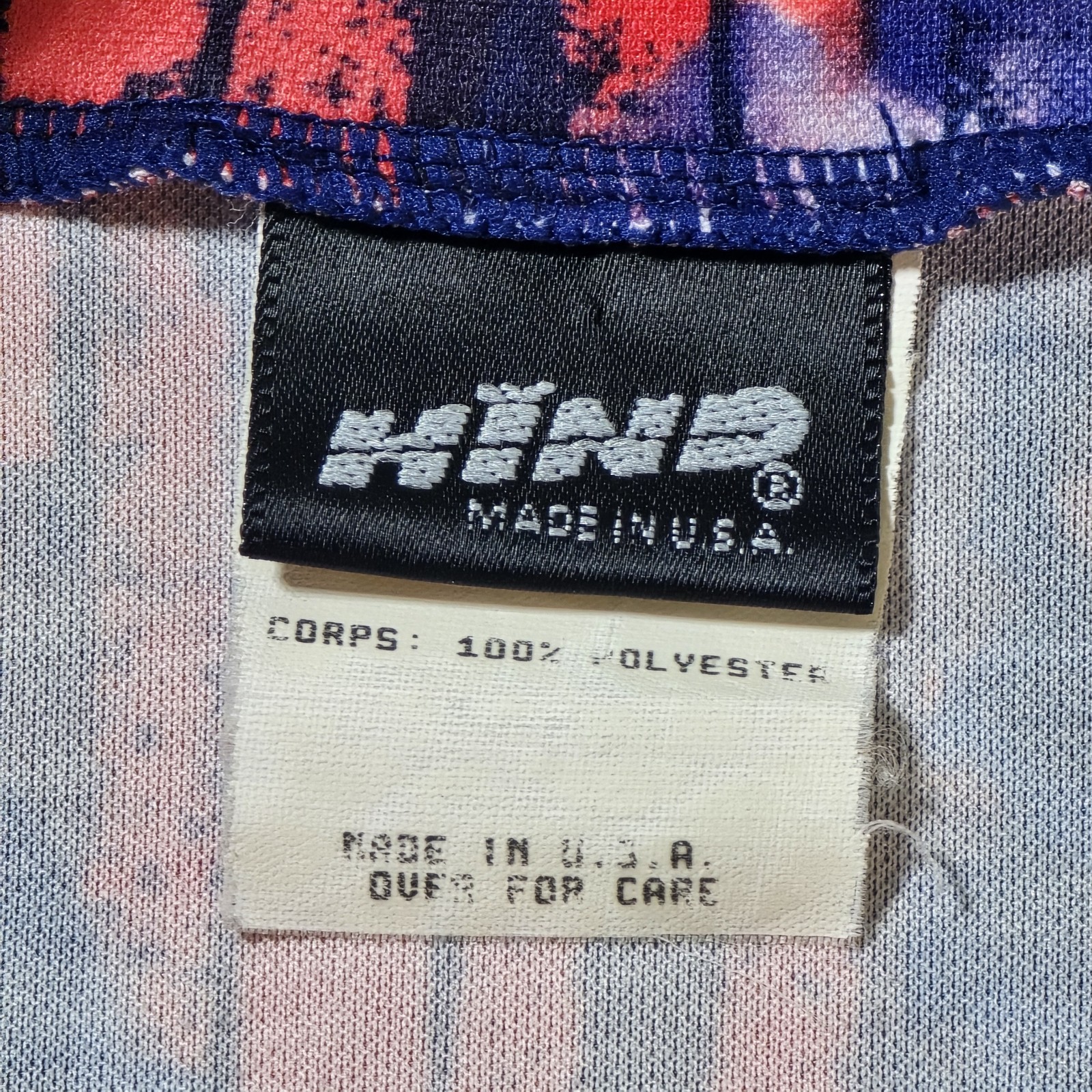 Vintage 90s HIND Cycling Jersey Sz M Made in USA Blue/Gray Marble All Over Print