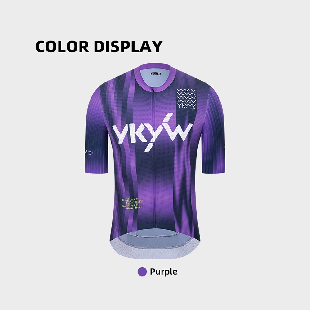 YKYWBIKE 2025 Men Summer Cycling Jersey Pro Team Bicycle Short Sleeve Purple