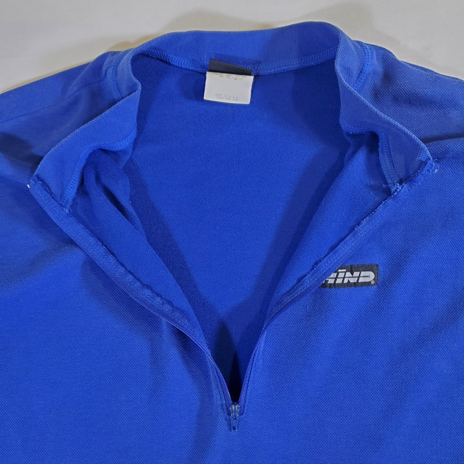 Hind Blue Logo Made in USA VTG 90s Y2K Large 1/4 Zip Cycling Sports Jersey Shirt