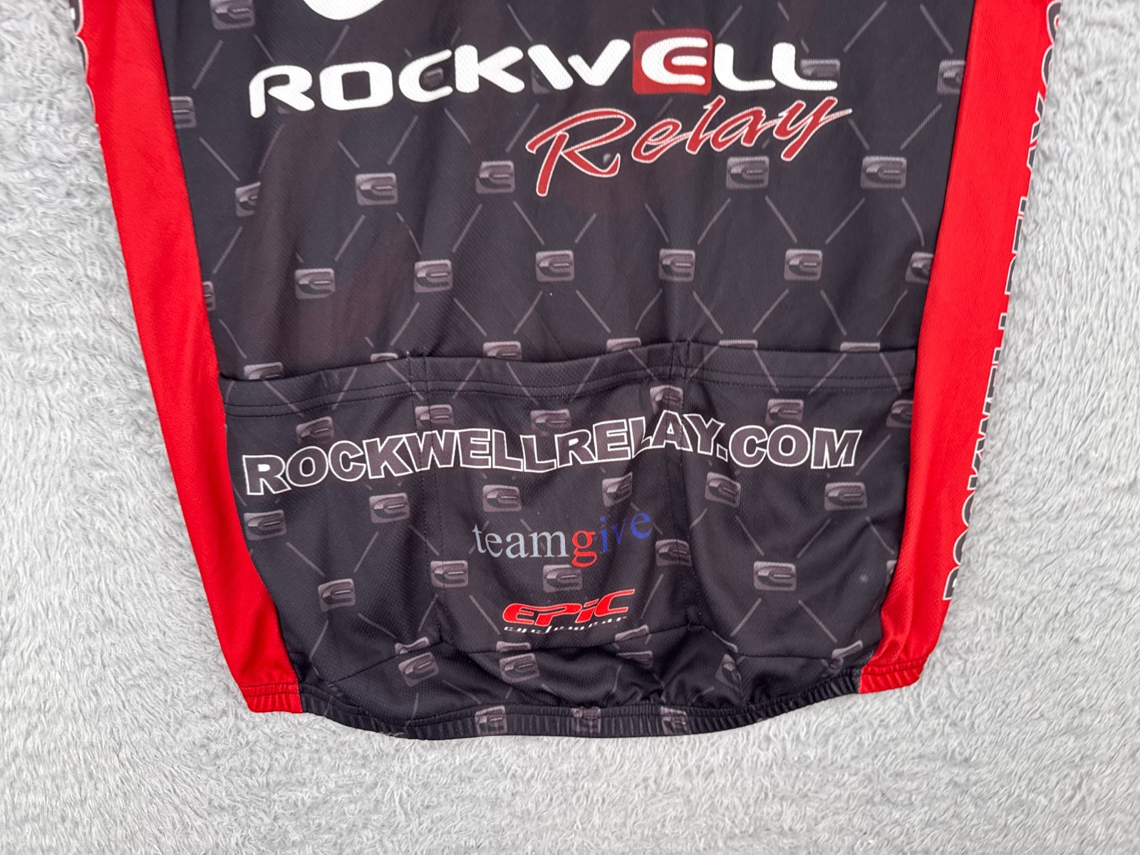 Epic Cycling Jersey Adult Large Black Red Full Zip Short Sleeve Rockwell Relay