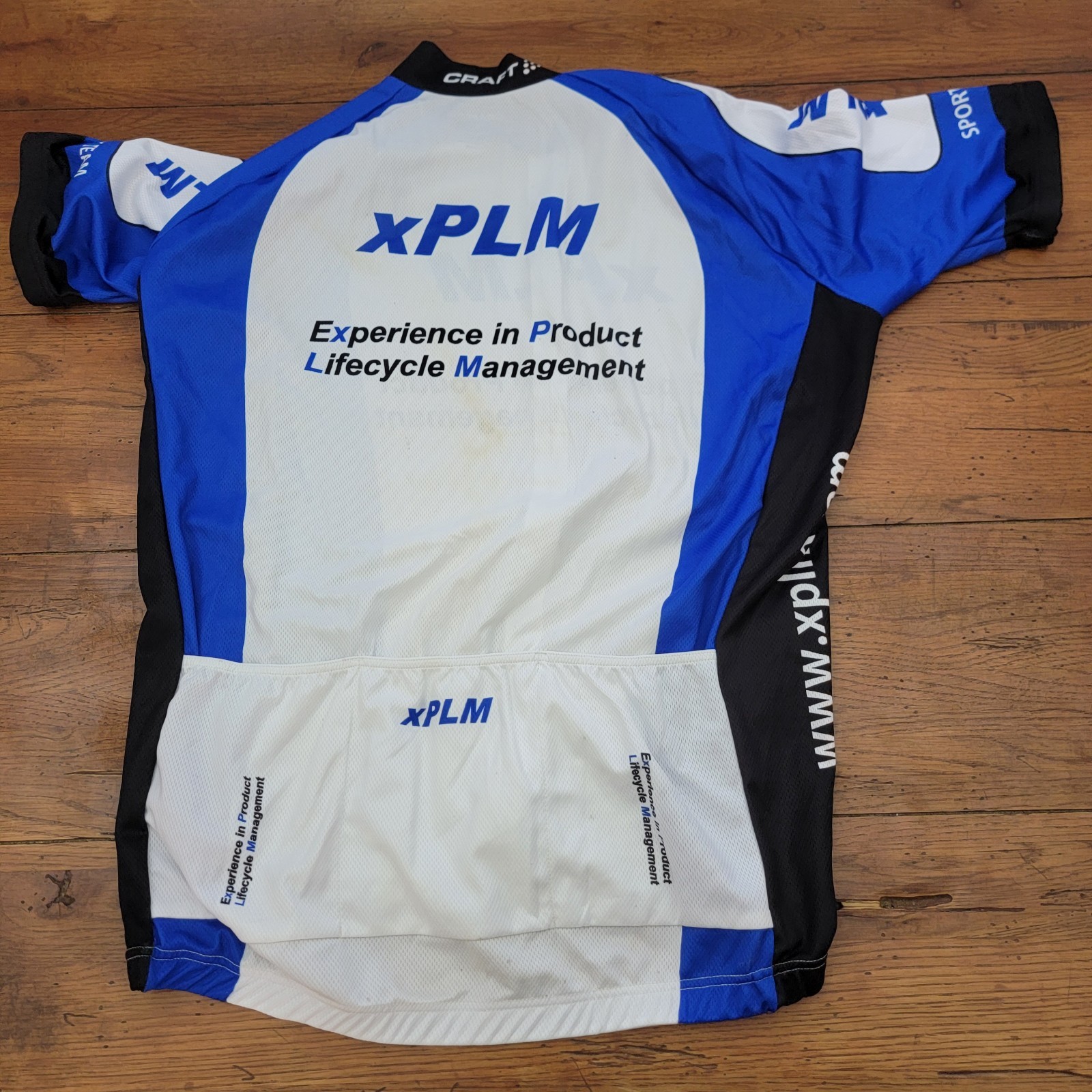 Craft Mens XL Cycling Jersey 21.5″ P2P Blue xPLM Team Full Zip