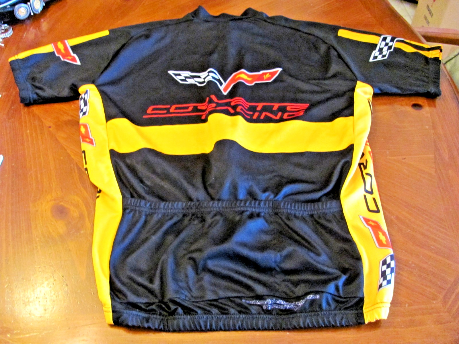 CORVETTE RACING CYCLING JERSEY MEN’S MED/LG BLACK YELLOW 3/4″ ZIP 3 POCKETS