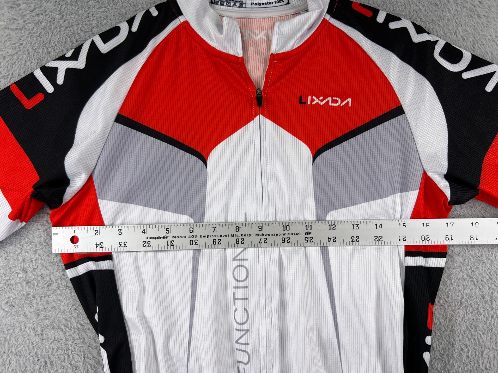 Lixada Cycling Jersey Adult Small Red Black White Full Zip 100% Polyester