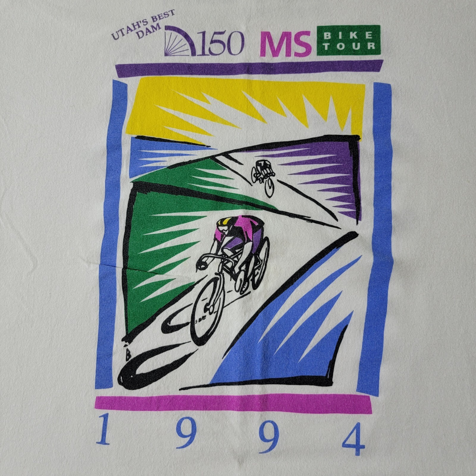 Vintage 1994 XL Hanes USA Single Stitch Utahs Best Dam MS Bike Tour Tshirt Tee