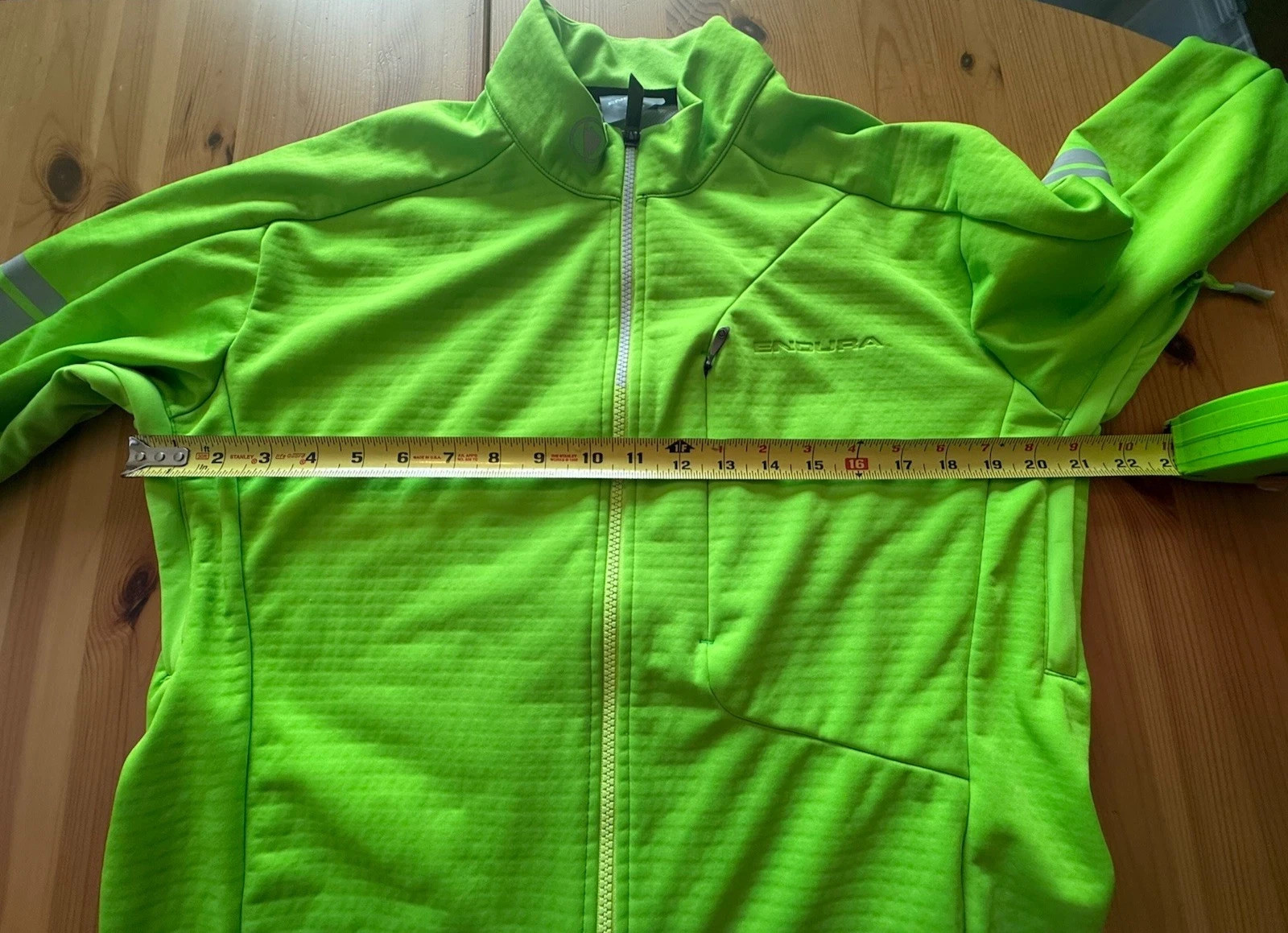 Endura Cycling Jersey Bicycle Long Sleeve Full Zip Neon Green Reflector Men L