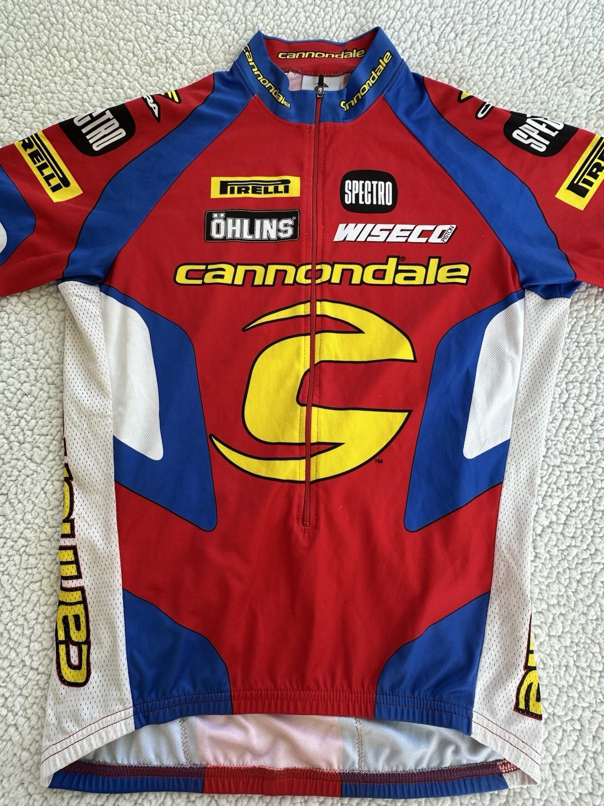 Vintage Cannondale Cycling Team Pirelli Ohlins Wiseco Short Sleeve Jersey Medium