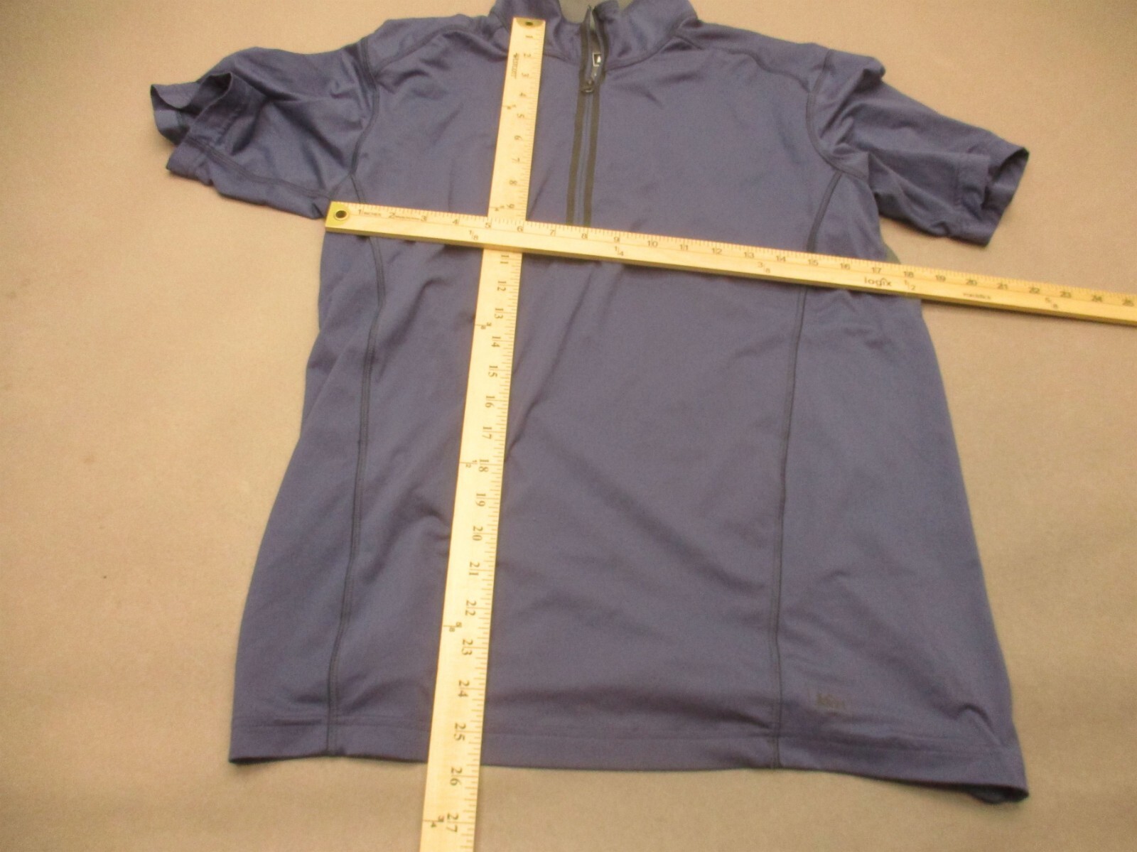 REI Size M Mens Blue 1/2 Zip High Neck Short Sleeve Breathable Cycling Top 603