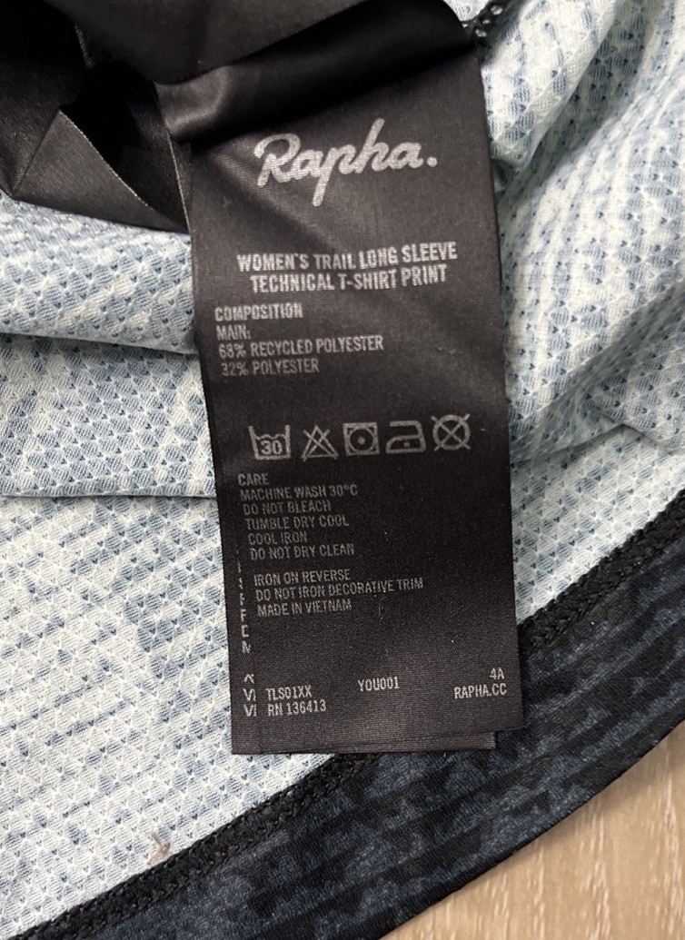 Rapha Trail Long Sleeve Technical T-Shirt Mountain Bike T-Shirt Print Size XXS
