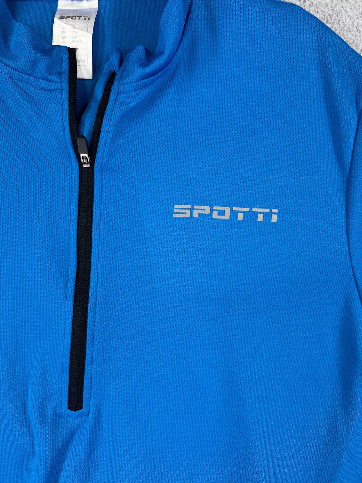 Spotti Shirt Mens Extra Large Blue 1/2 Zip Short Sleeve Polyester Pockets