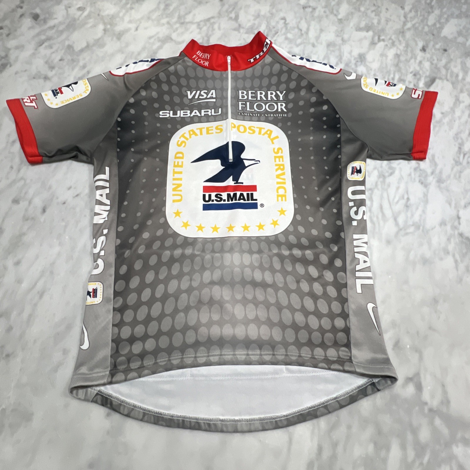 Nike US Postal Service Cycling Jersey Men Large Gray Lance Trek Visa Bontrager