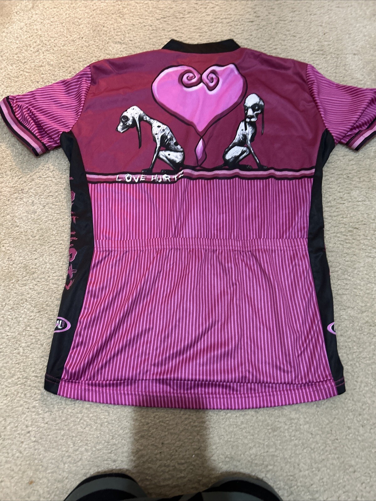 Primal Wear Womens 3/4 Zip Cycling Jersey Love Hurtz Heart Greyhound Dog Size XL